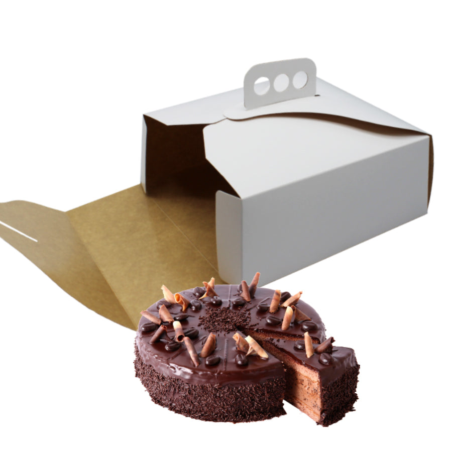 Pastry Boxes with Lined Interior and Handle - White