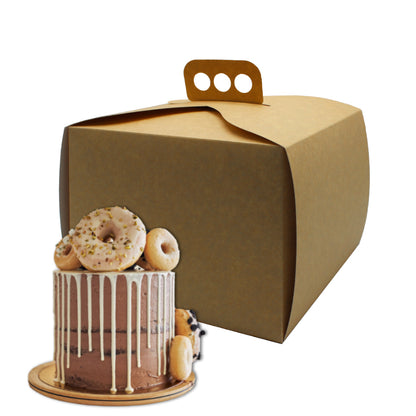 Pastry Boxes with Laminated Interior and Handle - Kraft