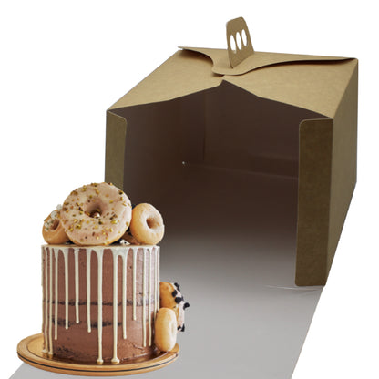 Pastry Boxes with Laminated Interior and Handle - Kraft