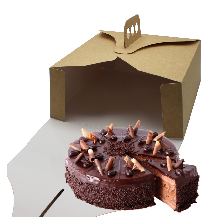 Pastry Boxes with Laminated Interior and Handle - Kraft