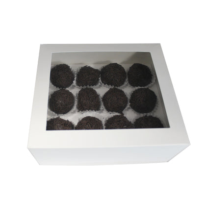 Cardboard Boxes 250g with Window and Hinged Lid - White