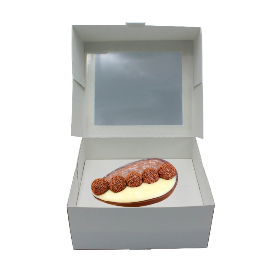 Cardboard Boxes 250g with Window and Hinged Lid - White