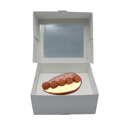 Cardboard Boxes 250g with Window and Hinged Lid - White