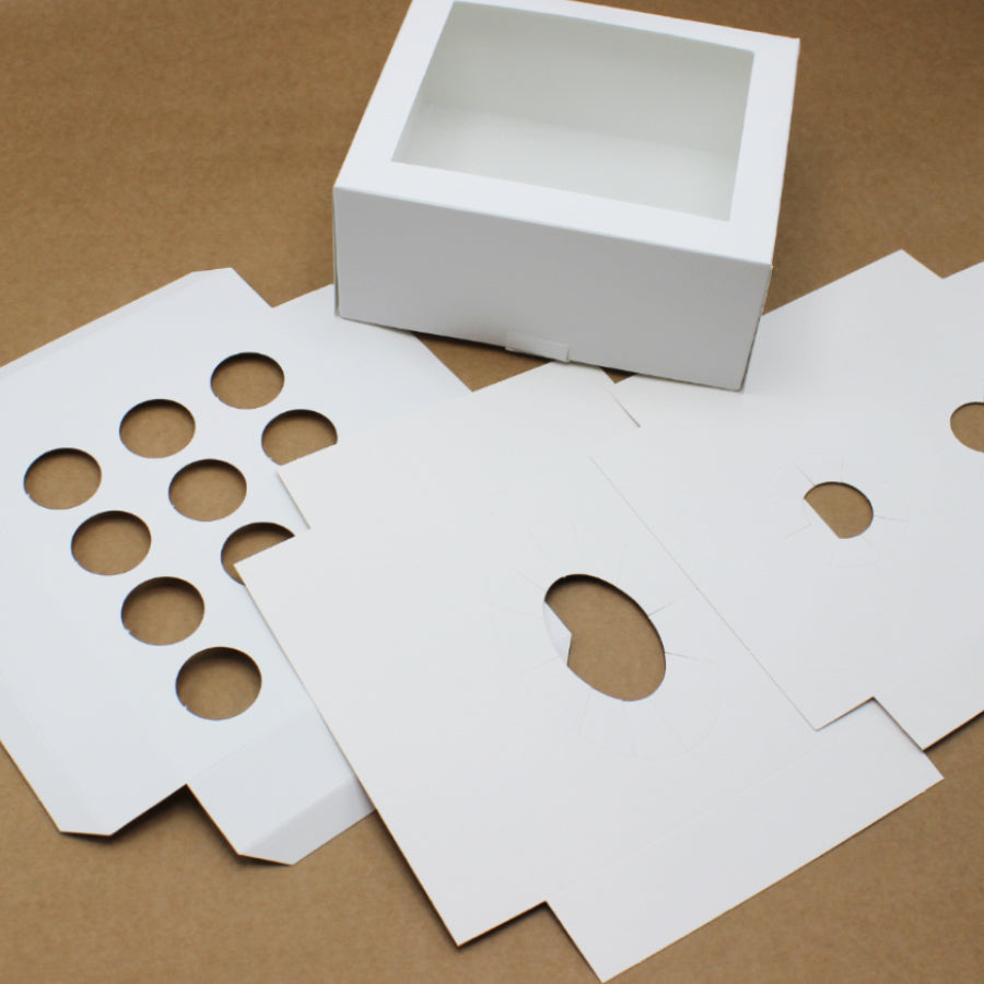 Cardboard Boxes 250g with Window and Hinged Lid - White