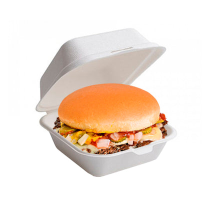 Cajas de caña de azúcar para hamburguesas - Blanco - 450ml