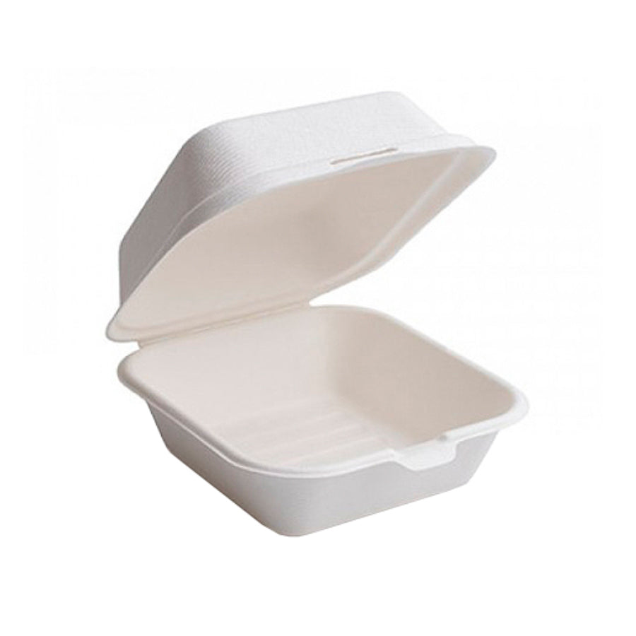 Cajas de caña de azúcar para hamburguesas - Blanco - 450ml