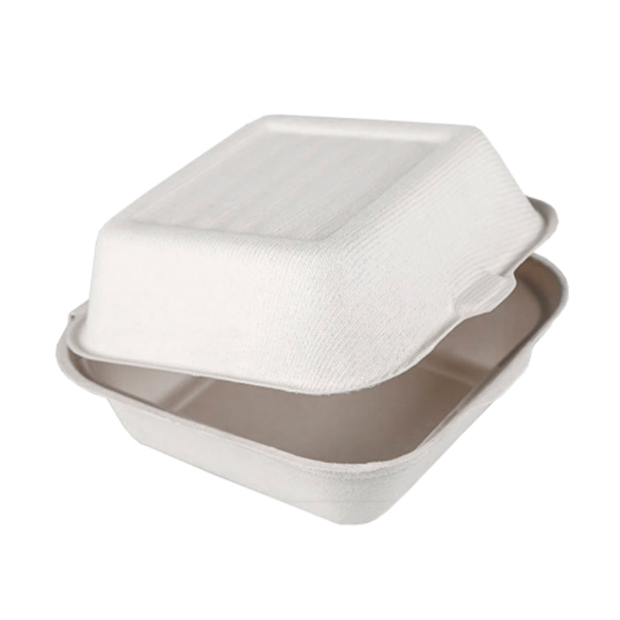Cajas de caña de azúcar para hamburguesas - Blanco - 450ml
