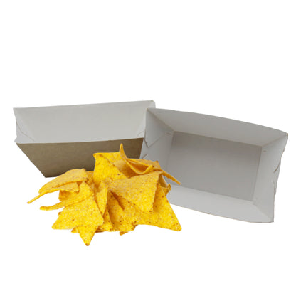 Bandejas cónicas de cartulina - Kraft y blanco