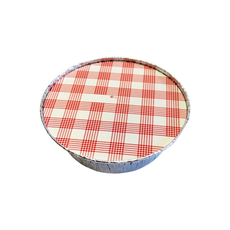 Envase de Aluminio con Tapa - Plata, Blanco y Rojo