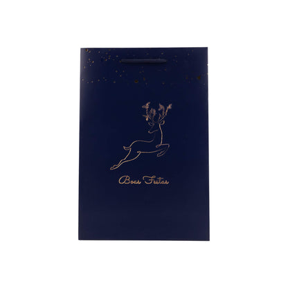 Sacos de Papel Couché 200g - Plastificado Mate - Azul, Dourado e Branco - "Noite Feliz"