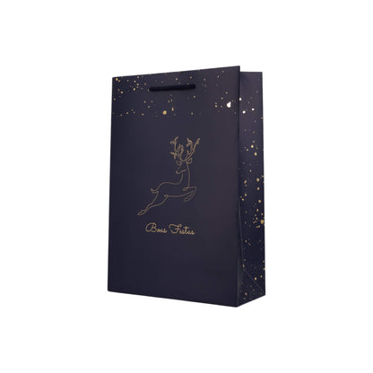 Sacos de Papel Couché 200g - Plastificado Mate - Azul, Dourado e Branco - "Noite Feliz"