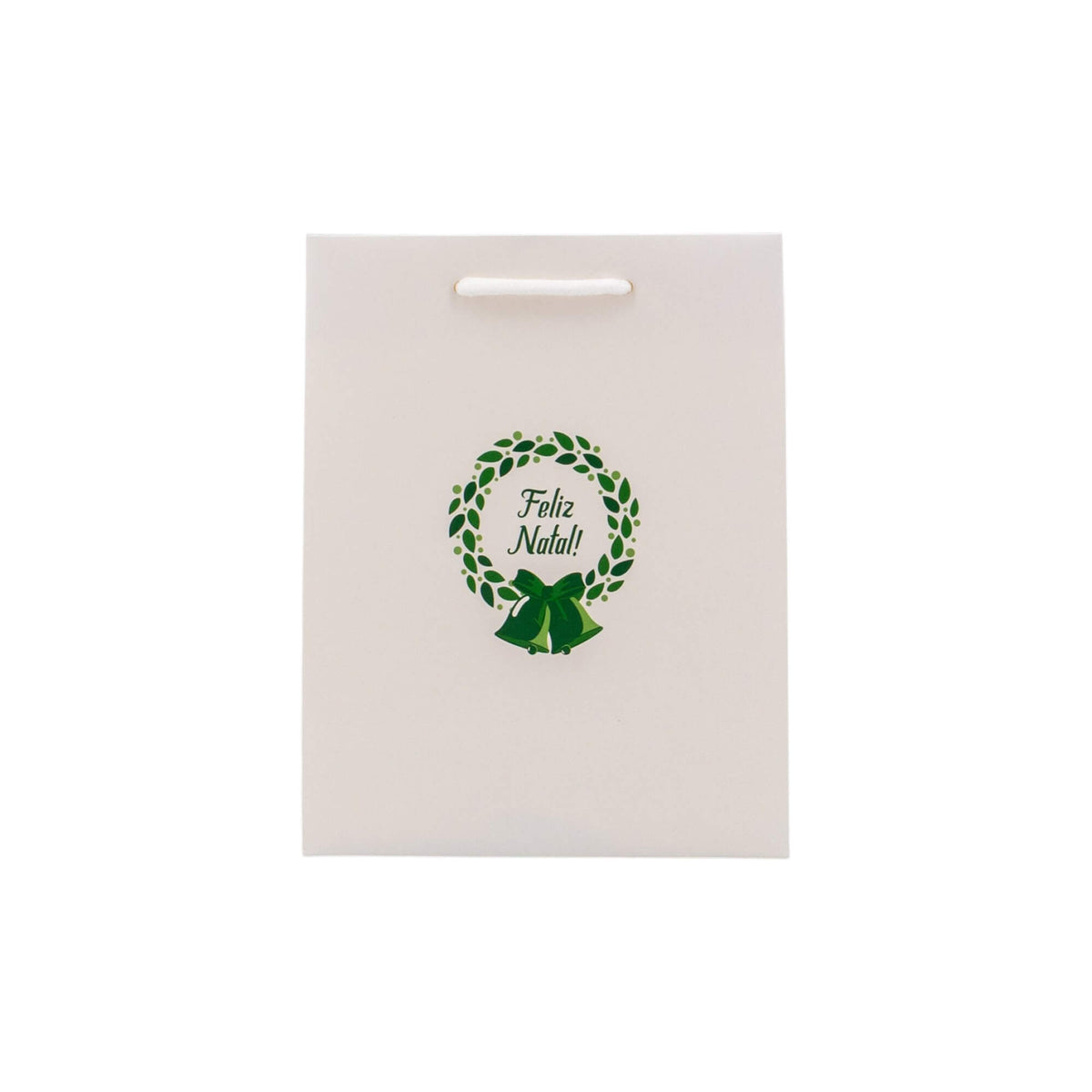 Sacos de Papel Couché 200g - Plastificado Mate - Verde e Branco - "Bosque Inverno"