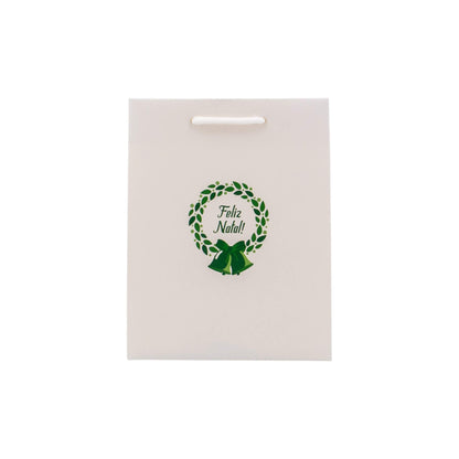 Sacos de Papel Couché 200g - Plastificado Mate - Verde e Branco - "Bosque Inverno"
