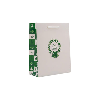 Sacos de Papel Couché 200g - Plastificado Mate - Verde e Branco - "Bosque Inverno"
