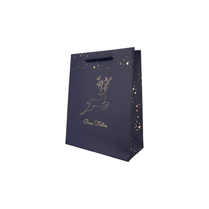 Sacos de Papel Couché 200g - Plastificado Mate - Azul, Dourado e Branco - "Noite Feliz"