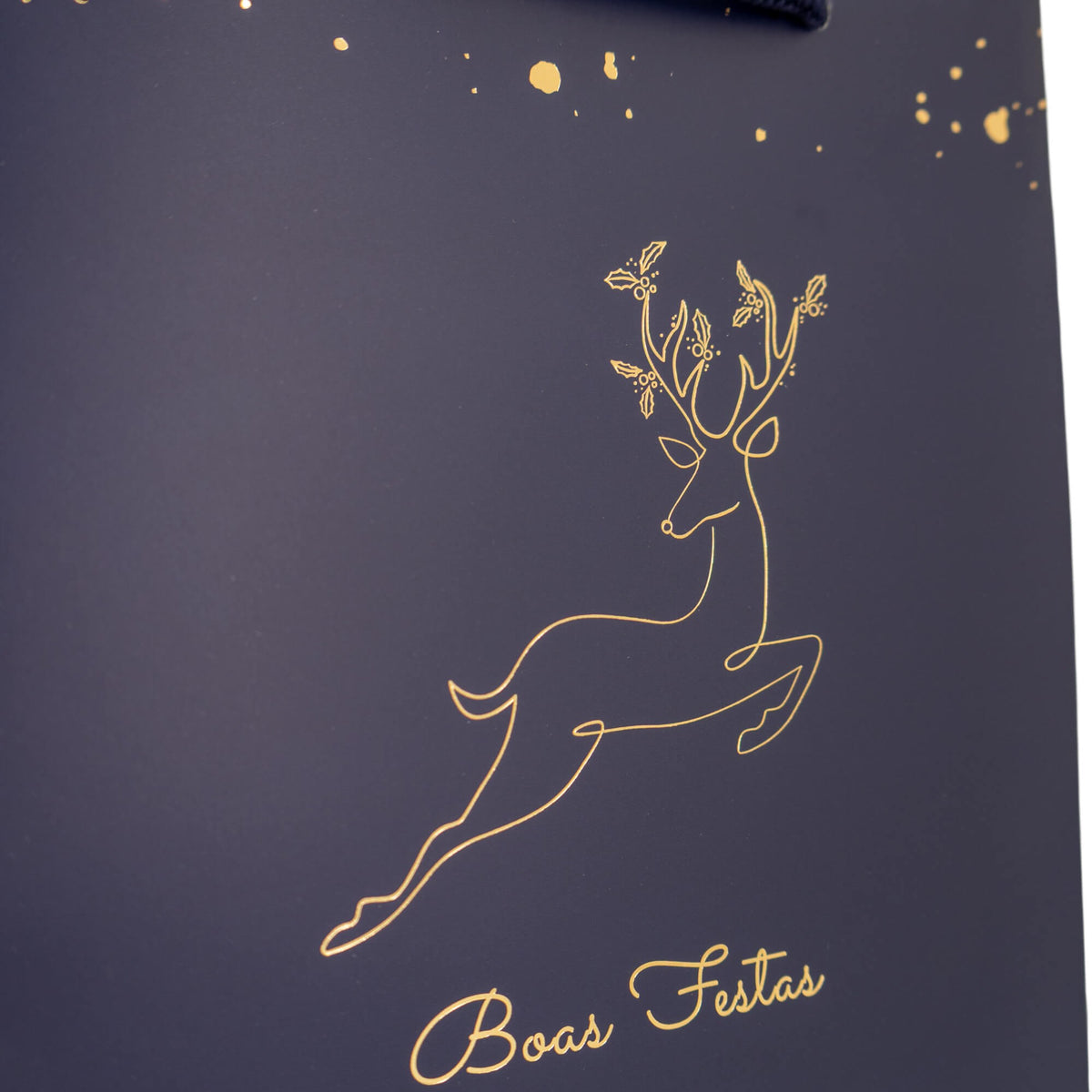 Sacos de Papel Couché 200g - Plastificado Mate - Azul, Dourado e Branco - "Noite Feliz"