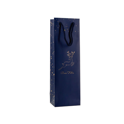 Sacos de Papel Couché 200g - Plastificado Mate - Azul, Dourado e Branco - "Noite Feliz"