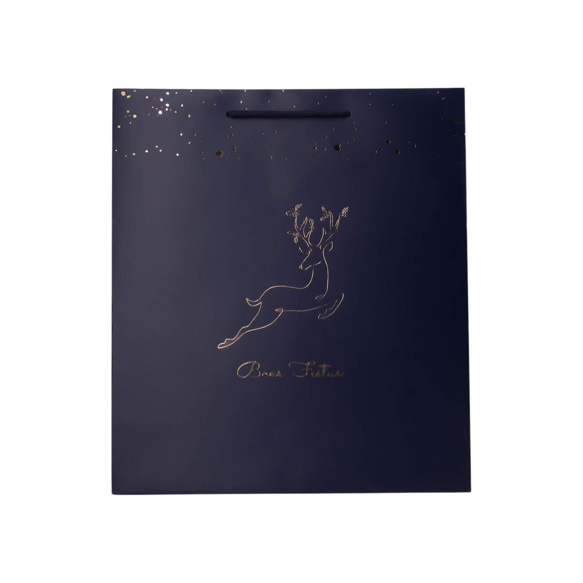 Sacos de Papel Couché 200g - Plastificado Mate - Azul, Dourado e Branco - "Noite Feliz"