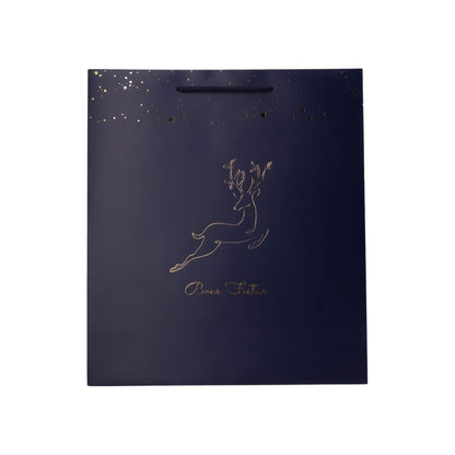 Sacos de Papel Couché 200g - Plastificado Mate - Azul, Dourado e Branco - "Noite Feliz"