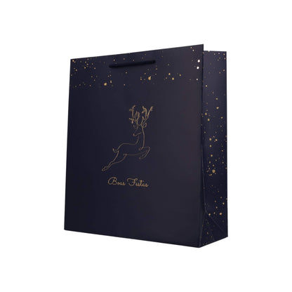 Sacos de Papel Couché 200g - Plastificado Mate - Azul, Dourado e Branco - "Noite Feliz"