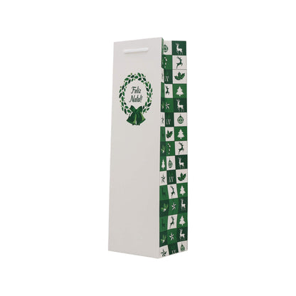 Sacos de Papel Couché 200g - Plastificado Mate - Verde e Branco - "Bosque Inverno"