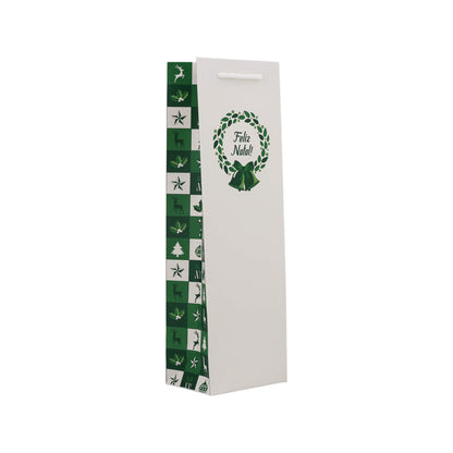 Sacos de Papel Couché 200g - Plastificado Mate - Verde e Branco - "Bosque Inverno"