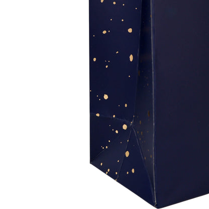 Sacos de Papel Couché 200g para Garrafa - Plastificado Mate - Azul, Dourado e Branco - "Noite Feliz"