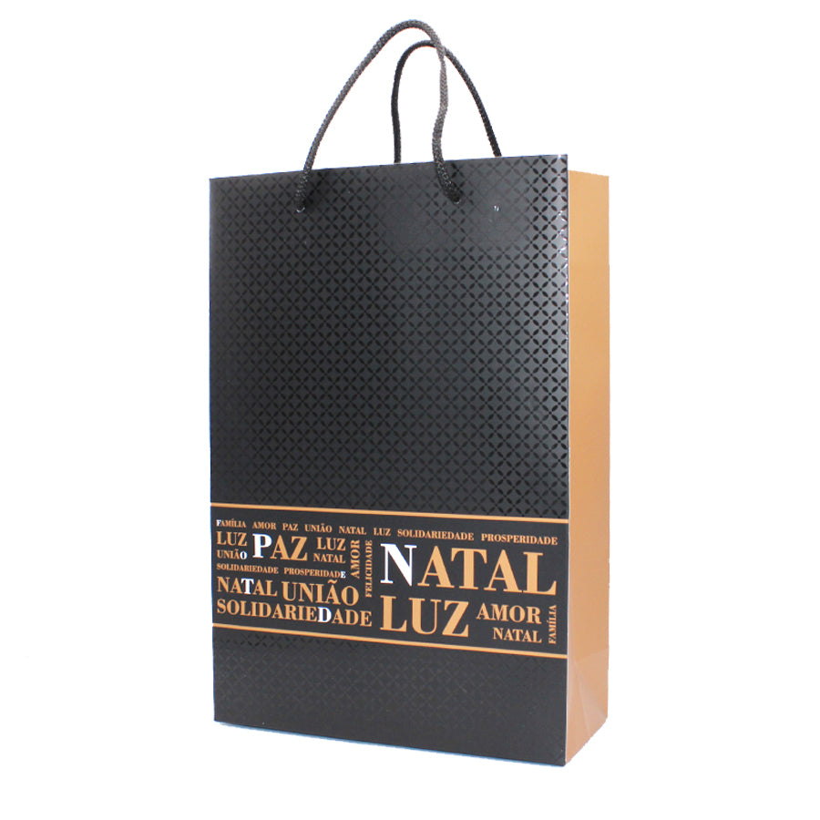 Bolsas de Papel Estucado 200g - Plastificado Mate - Negro y Cobre - "Navidad"