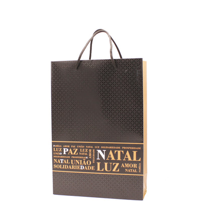 Bolsas de Papel Estucado 200g - Plastificado Mate - Negro y Cobre - "Navidad"
