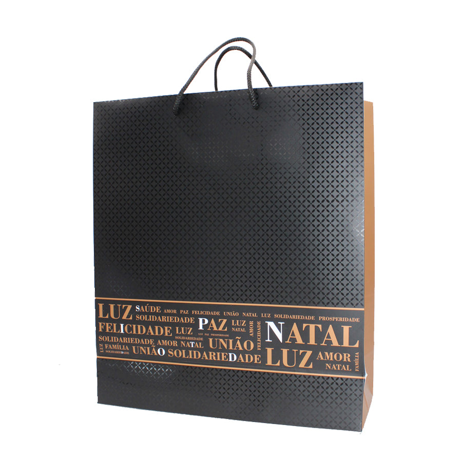 Bolsas de Papel Estucado 200g - Plastificado Mate - Negro y Cobre - "Navidad"