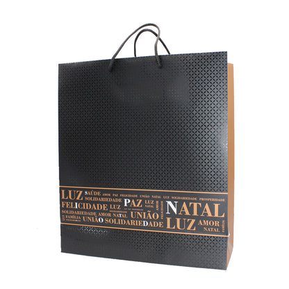Bolsas de Papel Estucado 200g - Plastificado Mate - Negro y Cobre - "Navidad"