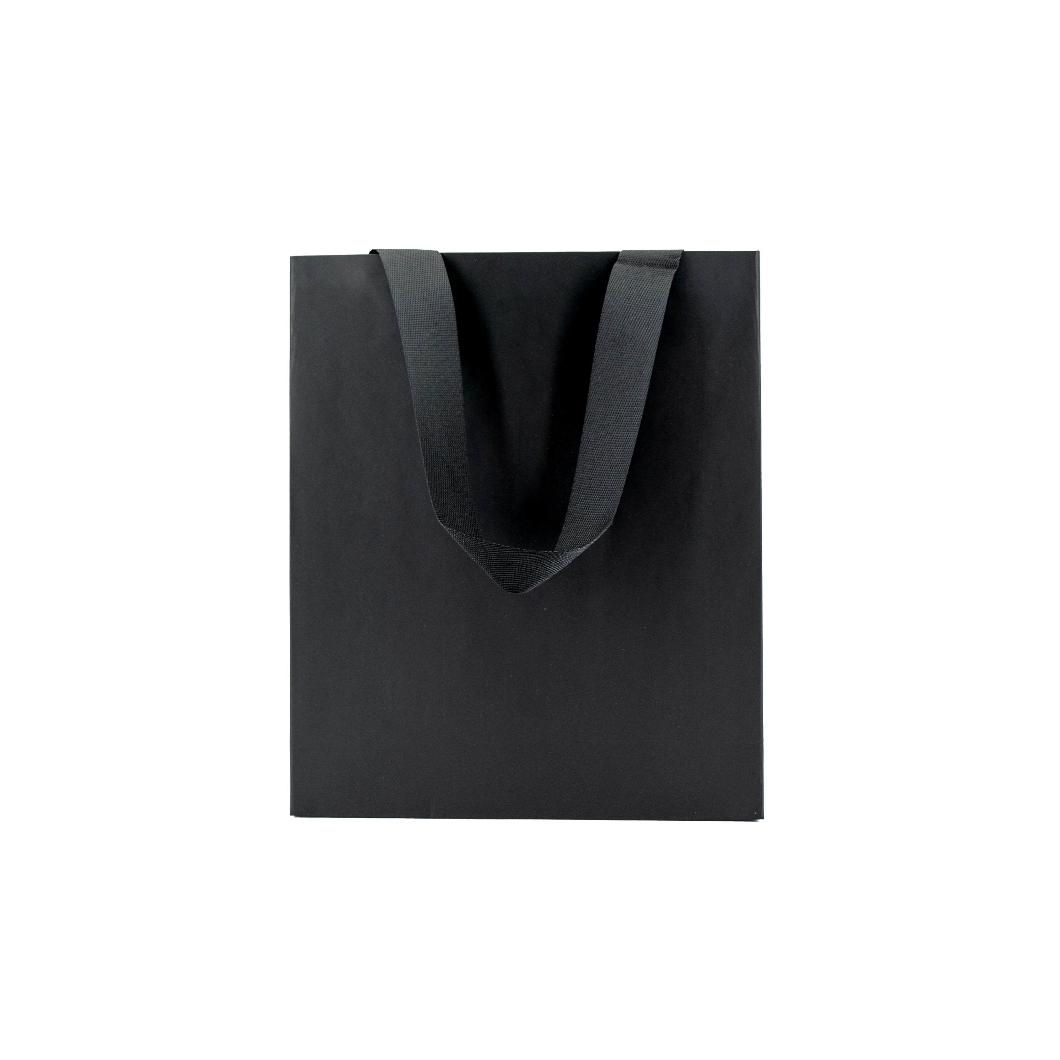 Sacos Premium em Cartolina 250g com Fita- Plastificado Mate - Preto