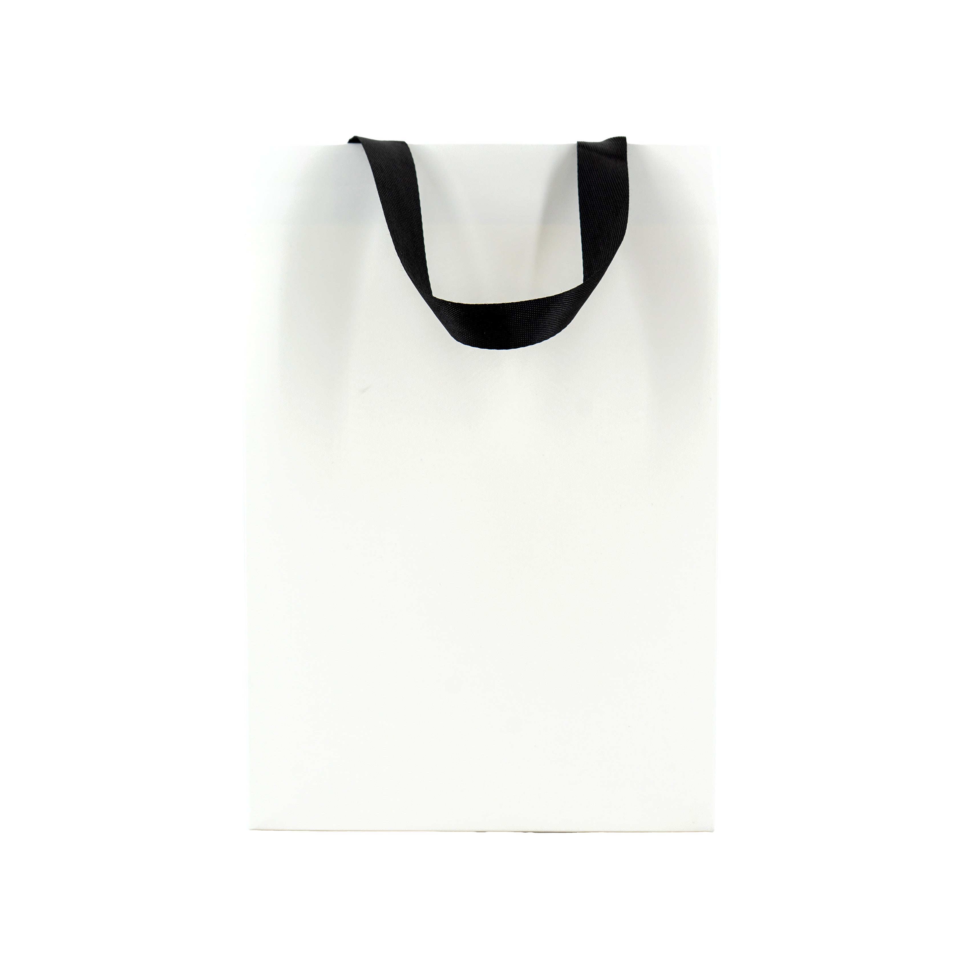 Bolsas premium de cartulina de 250 g con cinta, plastificado mate, blanco