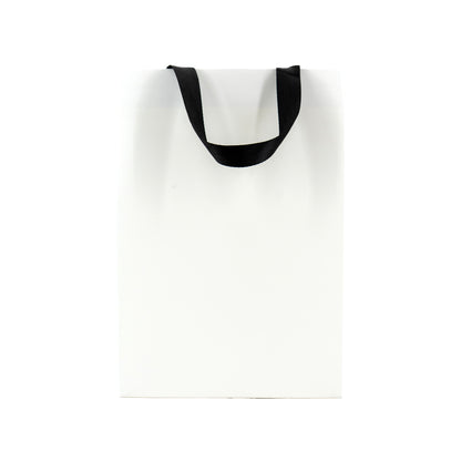 Bolsas premium de cartulina de 250 g con cinta, plastificado mate, blanco