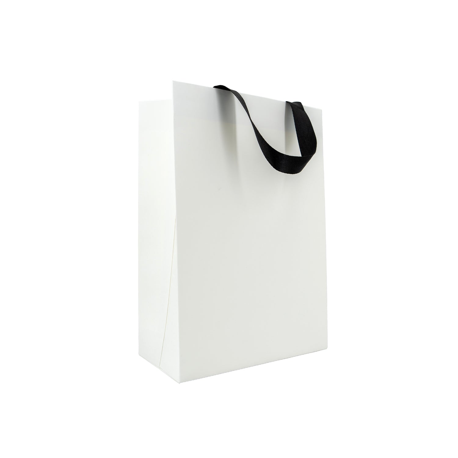 Bolsas premium de cartulina de 250 g con cinta, plastificado mate, blanco