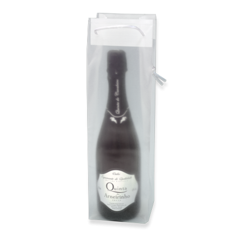 PVC Plastic Bag with Handle for 1 Bottle - Transparent