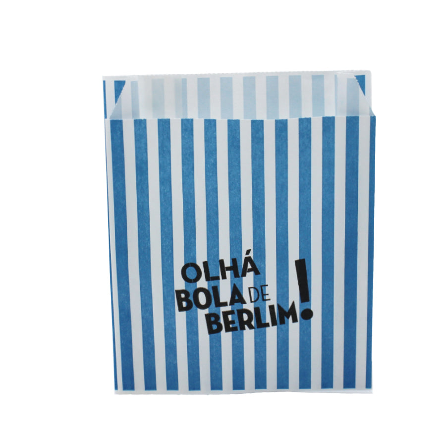 Saquetas Kraft Branco 70g - Azul - "Olhá Bola de Berlim"
