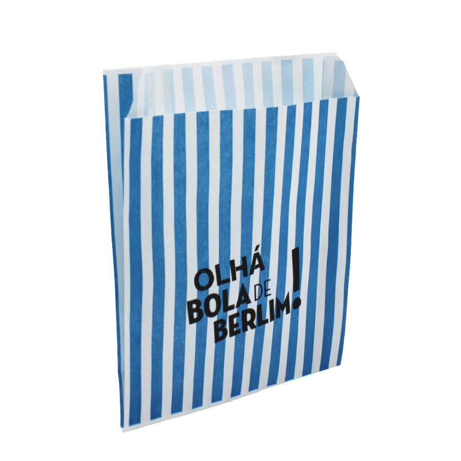 Saquetas Kraft Branco 70g - Azul - "Olhá Bola de Berlim"