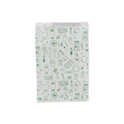 Saquetas Kraft Branco - Branco e Verde - "Genérico Farmácia"