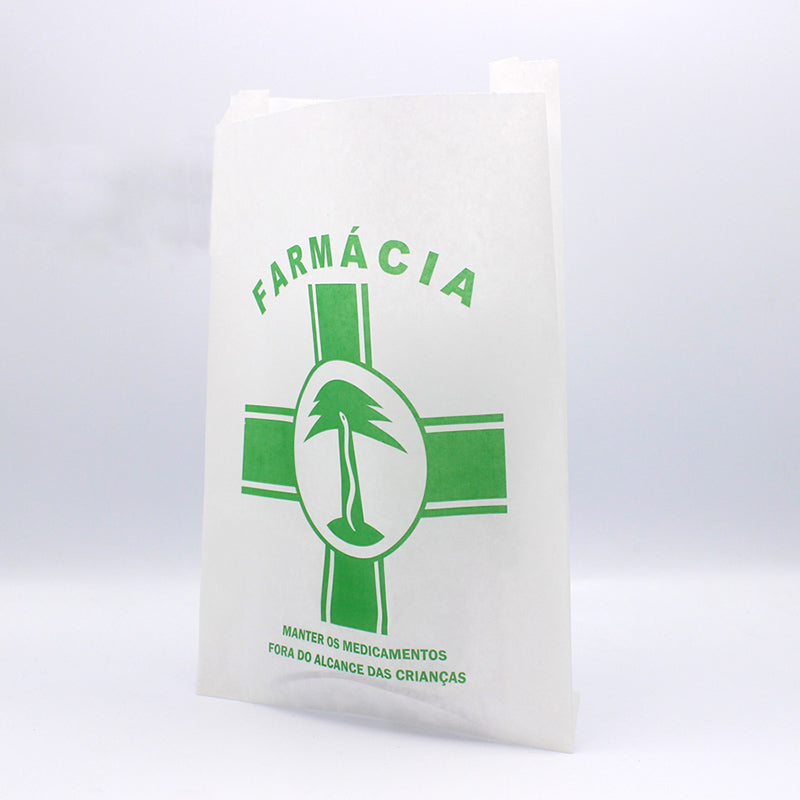 Saquetas Kraft Branco - Branco e Verde - "Genérico Farmácia"