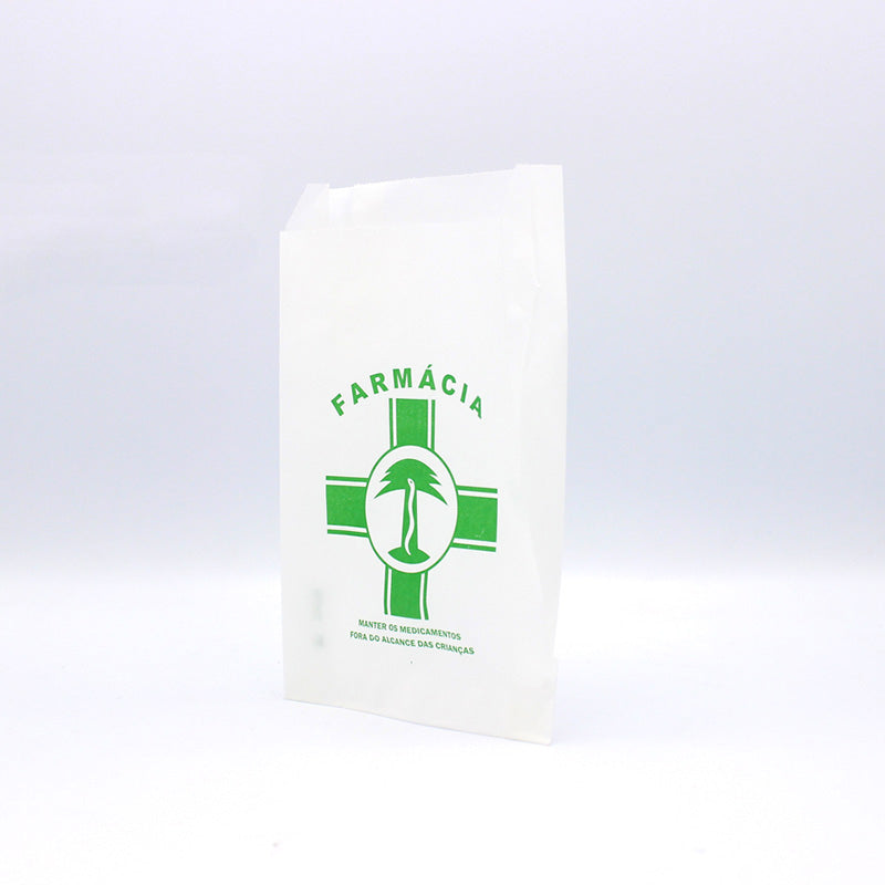 Saquetas Kraft Branco - Branco e Verde - "Genérico Farmácia"