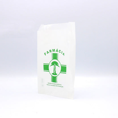 Saquetas Kraft Branco - Branco e Verde - "Genérico Farmácia"