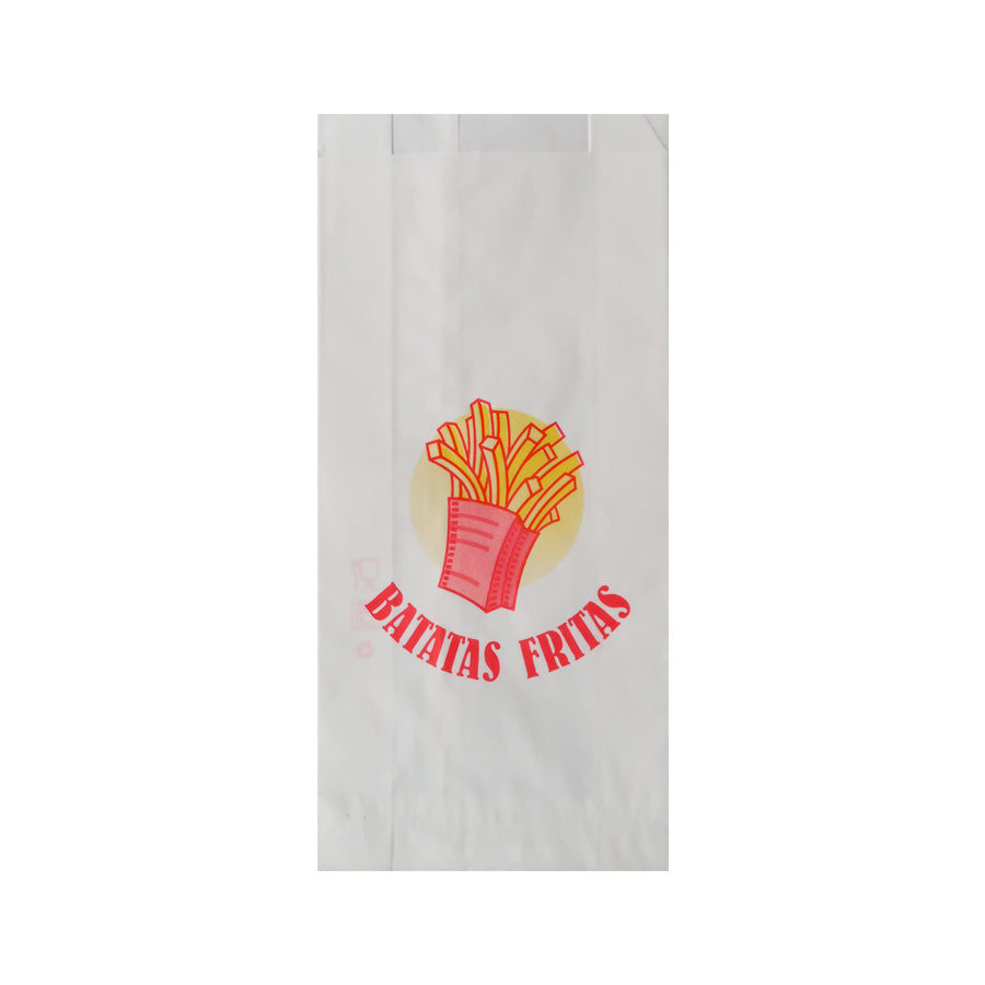 Bolsas Kraft Blancas 50g - Blanco y Rojo - "Patatas Fritas"