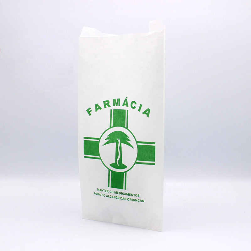 Saquetas Kraft Branco - Branco e Verde - "Genérico Farmácia"