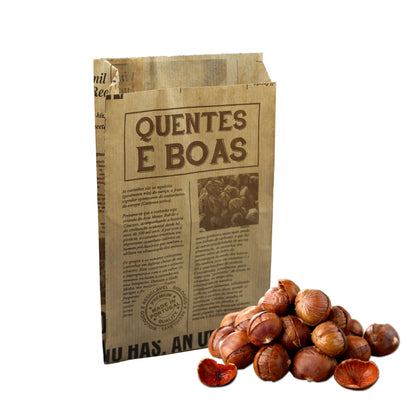 Saquetas Kraft Natural - Kraft - "Castanhas Quentes e Boas"