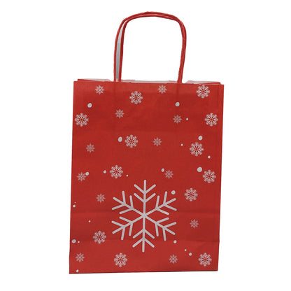 Bolsas Asa Retorcida Kraft Blanco - Rojo - "Copos de Nieve"