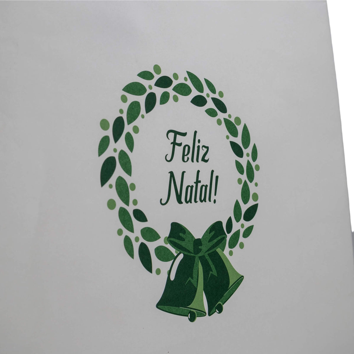 Sacos Asa Torcida Kraft Branco - Verde e Branco - "Bosque Inverno"