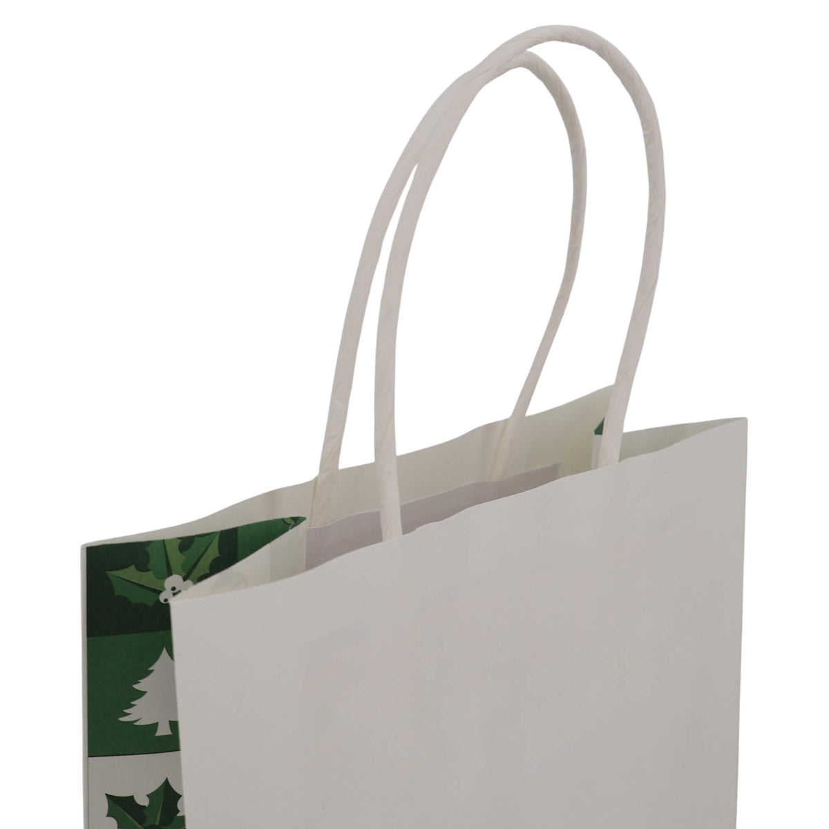 Sacos Asa Torcida Kraft Branco para Garrafa - Verde e Branco - "Bosque Inverno"