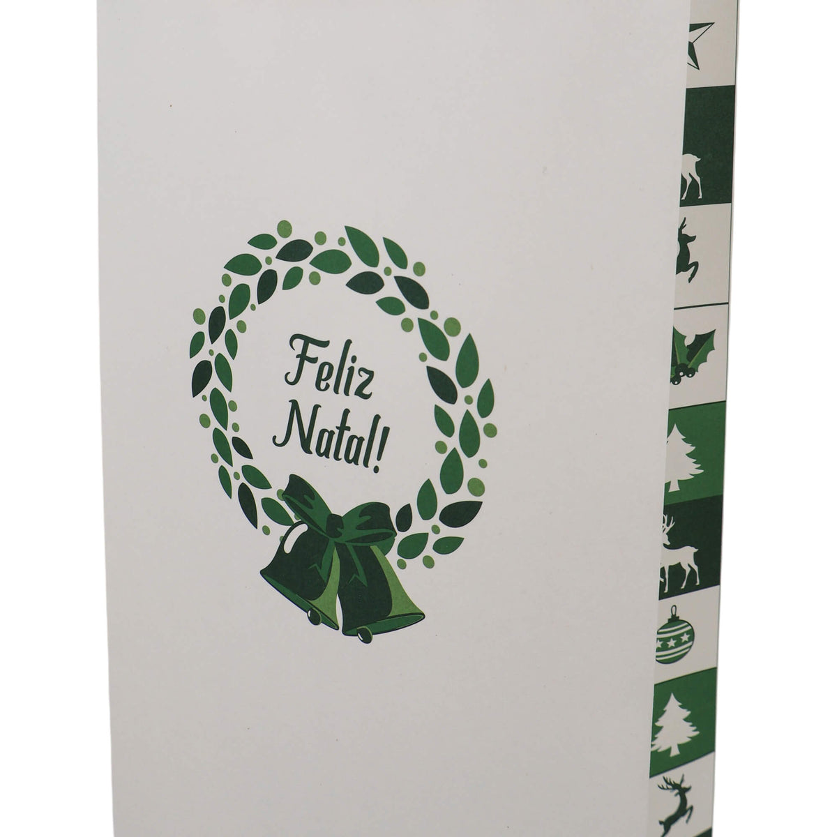 Sacos Asa Torcida Kraft Branco para Garrafa - Verde e Branco - "Bosque Inverno"