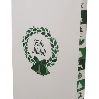 Sacos Asa Torcida Kraft Branco para Garrafa - Verde e Branco - "Bosque Inverno"